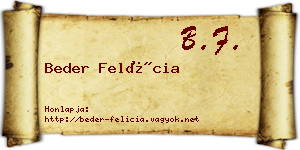 Beder Felícia névjegykártya